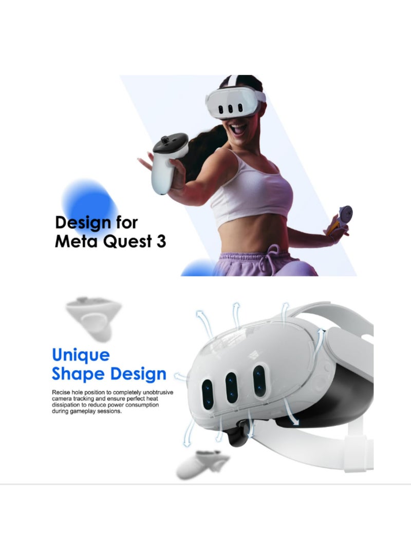 For Meta Quest 3 Includes Transparent Shell Cover 2Pack HD Clear Lens Tempered Glass Protectors Protective Magnetic Lens Cover and Heat-Dissipating Joystick Caps Enhanced Cooling - Image 4